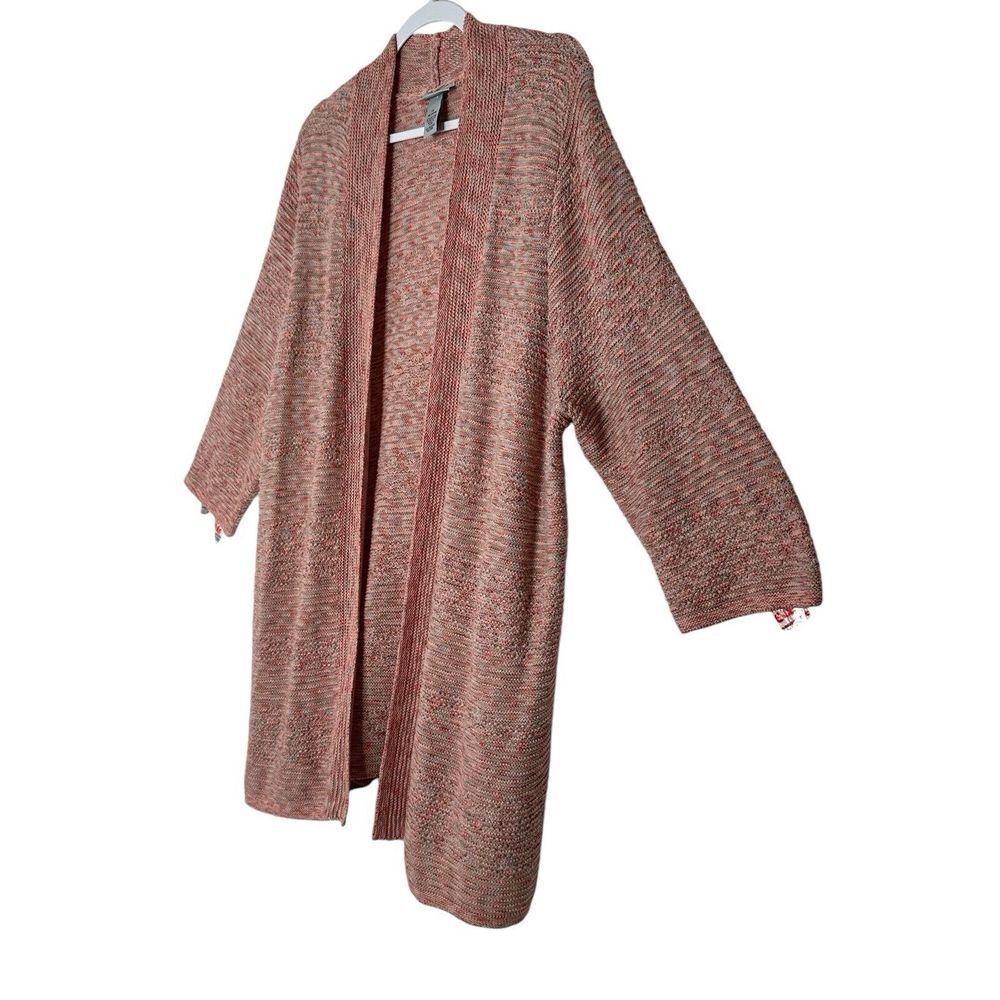 Catherines Cardigan Women 1X Plus Open Front Lightweight Cotton 3/4 Sleeve Cozy - Picture 4 of 7